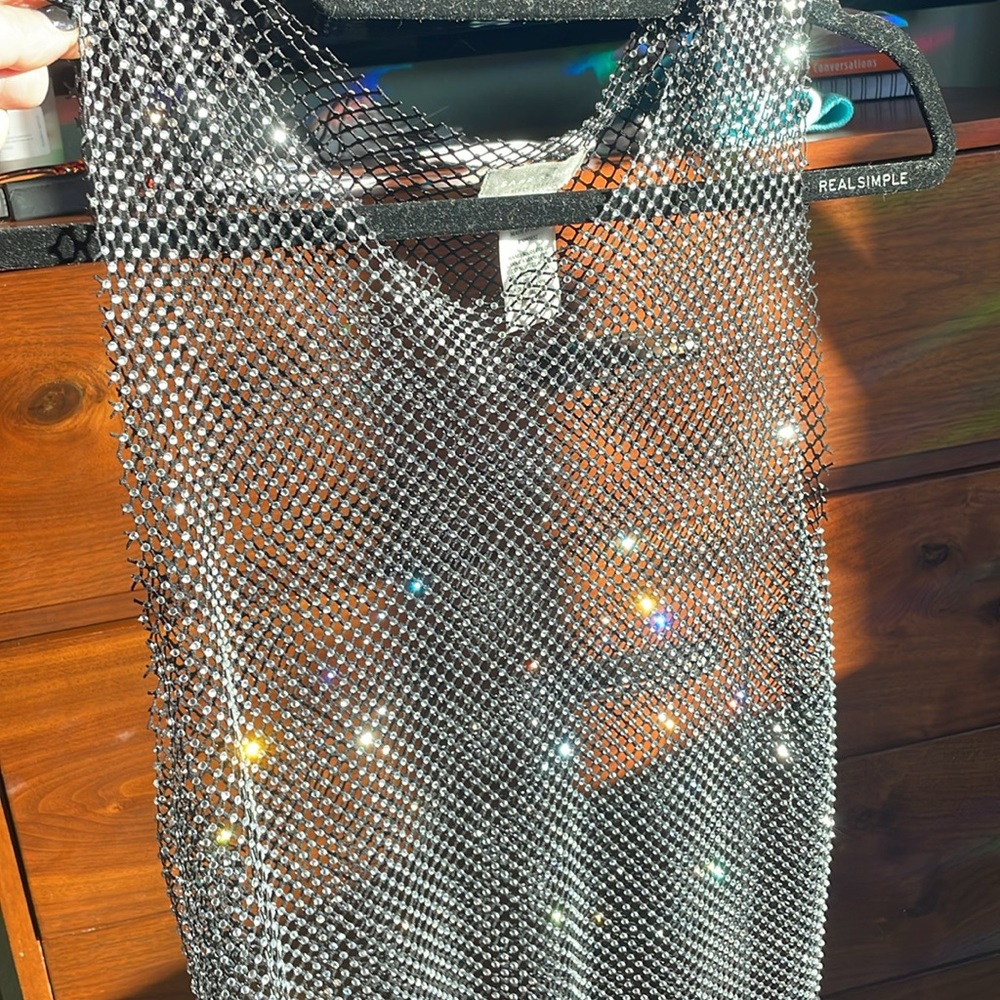 NWOT Sparkle Mesh Top